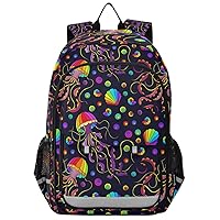 ALAZA Bright Rainbow Jellyfishes and Shells Backpacks Travel Laptop Backpack