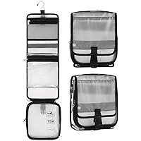 Travel Toiletry Bag Hanging Makeup Bag Organizer TSA Approved Translucent Detachable Cosmetic Case for Men Women travel essentials 3-1-1 Waterproof Travel Bag for Toiletries
