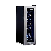NewAir 12 Bottle Wine Cooler Refrigerator | Freestanding Wine Fridge | Stainless Steel, Double-Layer Tempered Glass Door, Quiet Compressor | 41F-64F Digital Temperature Control For Reds & Whites Wine