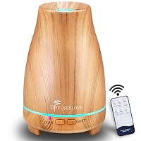 Essential Oil Diffusers 200ML Diffuser Remote Control Aromatherapy Diffuser with 7 Color Lights, Auto Shut-Off for Bedroom Office Kitchen (Yellow Wood Grain)