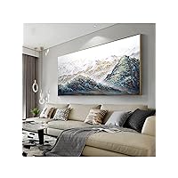 Gold And Turquoise Mountains Canvas Wall Art for Living Room-Large Framed Landscape Oil Painting for Bedroom -Modern Abstract Wall Decor for Office Home Decor Ready to Hang 24x48inches