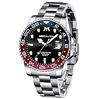 Men's Watch, 40 mm Watch, Stainless Steel Watch, Men's Business Luxury Men's Watch, Analogue Waterproof Date Quartz Watch, Luminous Classic Designer Watches for Men, B-Silver black, Standard, Bracelet