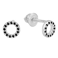 Dazzlingrock Collection 0.10 Carat (ctw) Round Diamond Ladies Open Circle Simple Delicate Geometric Screw Back Stud Earrings 1/10 CT | Available in 10K/14K/18K Gold & 925 Sterling Silver