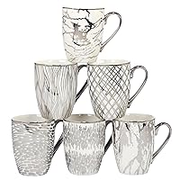 Certified International Matrix Silver Plated Tapered 16 oz. Mugs, Set of 6 Assorted Designs, Multicolor