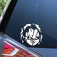 Sunset Graphics & Decals Chucky Face Decal Vinyl Car Sticker | Cars Trucks Vans Walls Laptop | White | 5.5 inches | SGD000150