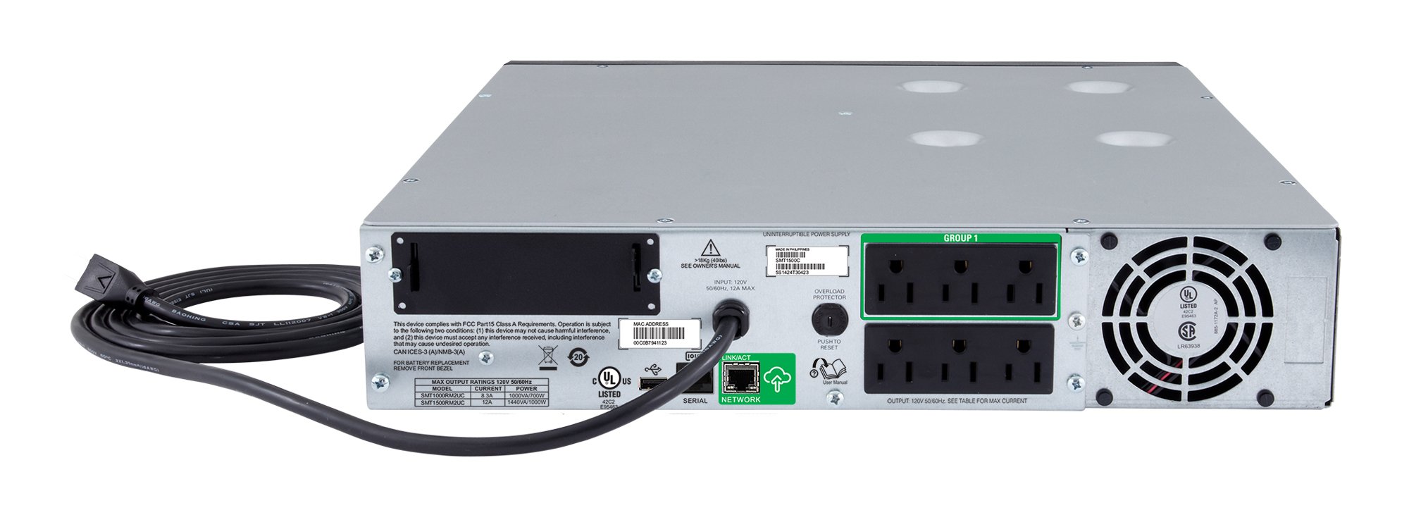 APC 1500VA Smart UPS with SmartConnect, SMT1500RM2UC Rack Mount UPS Battery Backup, Sinewave, AVR, 120V, Line Interactive Uninterruptible Power Supply