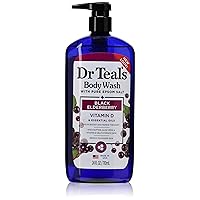 Dr Teal's Body Wash with Pure Epsom Salt, Black Elderberry with Vitamin D & Essential Oils, 24 fl oz (Packaging May Vary)
