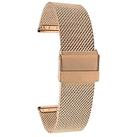 Bandini Mesh Watch Band, Stainless Steel Watch Band, Metal Watch Bands For Women/Men, Fold Over Watch Band Clasp, Adjustable Length Watch Strap, 12mm Watch Band, Rose Gold Tone Band/Fine Mesh