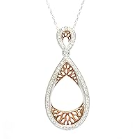 10K White and Rose Gold 0.25 Ct Diamond Pear Shaped Pendant