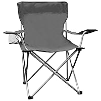 Camping, Lightweight and Portable Outdoor Folding Tailgate Quad Chair with Cup Holder and Armrests, Gray