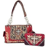 Texas West Premium Cross Embroided Shoulder Handbag Purse in Multi Color