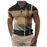 DuDubaby Retro T Shirts Gift for Him Men Golf Shirt Geometry Turndown 3D Print Outdoor Short Sleeves Button-Down Clothing
