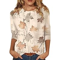 Tops for Women Long Sleeve Shirts Ladies Snowflake Print Three Quarter Holiday Tops for Women 2023 Shirts for Women