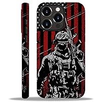 Compatible with iPhone 13 Pro Max Case, [2 in 1 Heavy Duty Shockproof Full Body Rugged] Hard PC+Soft Silicone Drop Protective Cover for iPhone 13 Pro Max 6.7 inch - American Soldier Flag