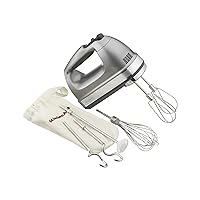 KitchenAid 9-Speed Digital Hand Mixer with Turbo Beater II Accessories and Pro Whisk - Contour Silver