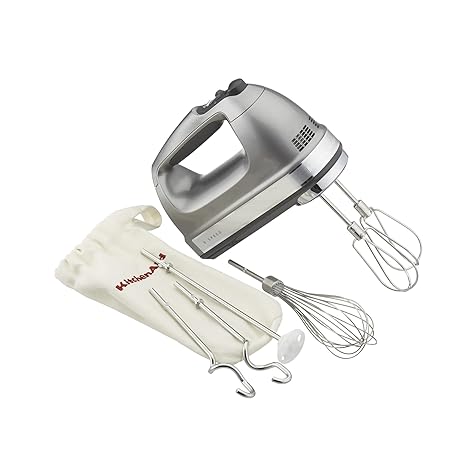 9-Speed Digital Hand Mixer with Turbo Beater II Accessories and Pro Whisk - Contour Silver