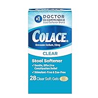 Dulcolax Fast Relief Medicated Laxative Suppositories 28 Count and Colace Clear Stool Softener Soft Gel Capsules Constipation Relief 50mg 28 Count Bundle