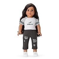 American Girl Philadelphia Eagles 18 inch Fan Tee with Crew Neck Striped Short Sleeve, Green and Grey, 1 pcs, Ages 6+