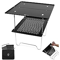 ZEN Camps Air-2 Table Outdoor Table, Solo Camping, Compact, Foldable, Aluminum, Ultra Lightweight, 19.8 oz (556 g) (Black Body))