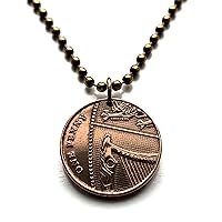 2012 United Kingdom Northern Ireland England Penny coin pendant Irish Celtic Harp Cláirseach English lions Belfast London Derry Manchester Greater Craigavon Liverpool Newtownabbey Southampton n000598