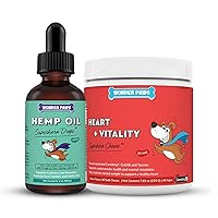 Organic Hemp Oil Plus Heart + Vitality Superhero Chews - for Dogs Heart Health, Circulation, Joint Health & Calmness - Hemp Oil 60 ml - Heart + Vitality 90 Chews
