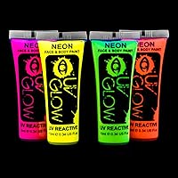 Blacklight Face and Body Paint 0.34oz - Neon Fluorescent (0.34 Fl Oz (Pack of 4))