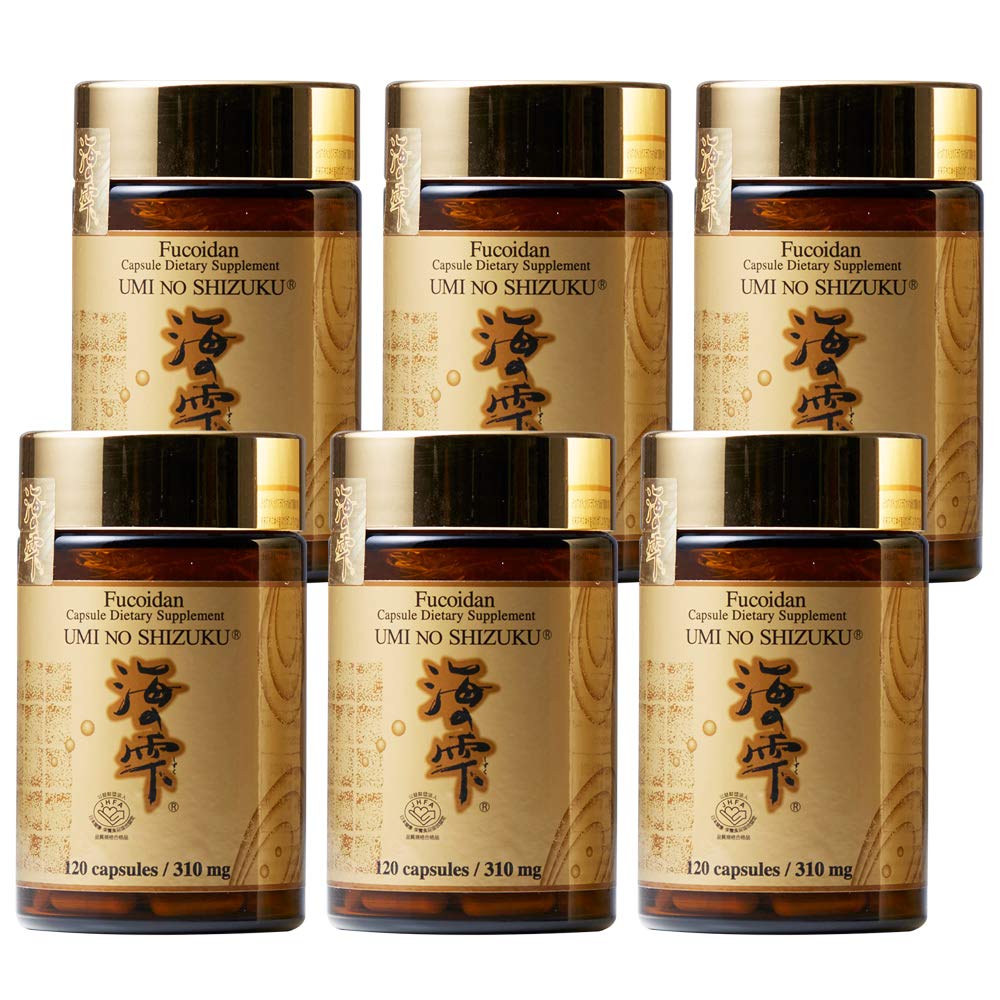6 Bottles of Umi No Shizuku Fucoidan Capsule Pure Seaweed Extract Enhanced with Agaricus Mushroom Optimized Immune Support Health Supplement