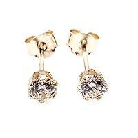 Arranview Jewellery 4mm CZ solitaire stud earrings in 9ct yellow gold
