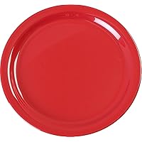 Carlisle FoodService Products Kingline Reusable Plastic Plate Dinner Plate for Home and Restaurant, Melamine, 9 Inches, Red, (Pack of 48)