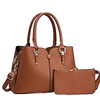 Women's 2Pcs Leather Large Capacity Crossbody Bag Purses And Handbags Top Handle Shoulder Bags Satchel Hobo Set