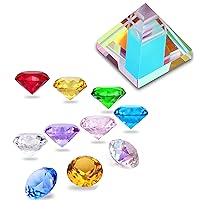 HDCRYSTALGIFTS 40mm Multicolor Crystal Diamond and 20mm Optical Glass Crystal Lens Pyramid Colored RGB Dispersion Prism