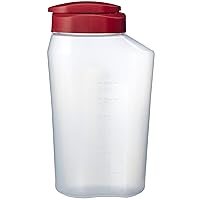 10661 1 quart mixing easy pour bottle with measurments rounded grip, Tighten Square Cap with snap Lock Cap, clear and red