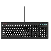 vitalASC New 104-Key Large Print USB Wired 7ft, Spill-Resistant, Sleek Black, Durable Keyboard for Laptop, Mac, TV, and Computer (Black)