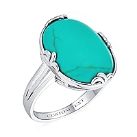 Personalize Western Boho Vintage Style Fleur Dis Lis Large Gemstone Filigree Oval Armor Full Finger Statement Blue Turquoise Green Jade Ring For Women .925 Sterling Silver Oxidized Customizable