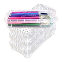 4Pack Clear Pencil Box-Large Capacity Plastic Storage Boxes Case with Lids (L7.67 X W3.9 X H1.57in) -Stackable Storage Organizer Boxes for Pen, Crayon, Art Craft Supply,Office Supplies(White)