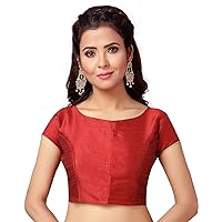 Poly Raw Silk Sleeveless Stitched Bollywood Designer Indian Style Blouse for Saree Crop Top Choli (42, MAROON 2)