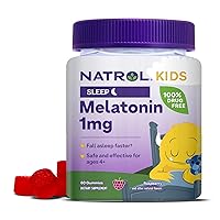 Kids Melatonin 1mg, Supplement for Restful Sleep, Sleep Gummies for Children, 60 Raspberry-Flavored Melatonin Gummies, 60 Day Supply