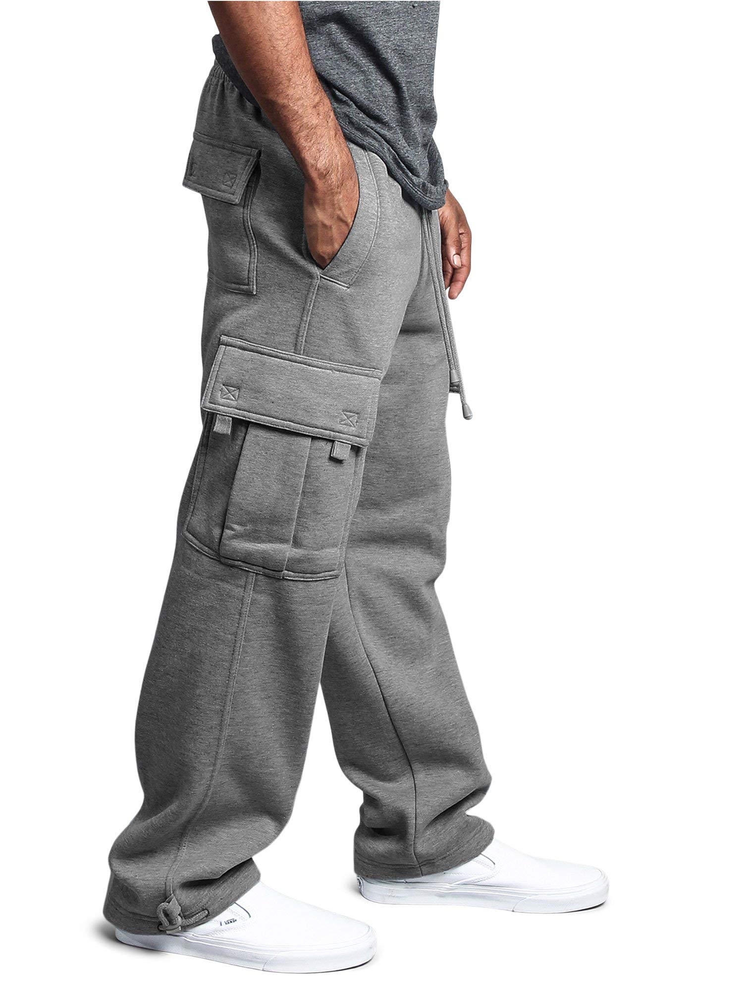 G-Style USA Men's Solid Fleece Heavyweight Cargo Pants