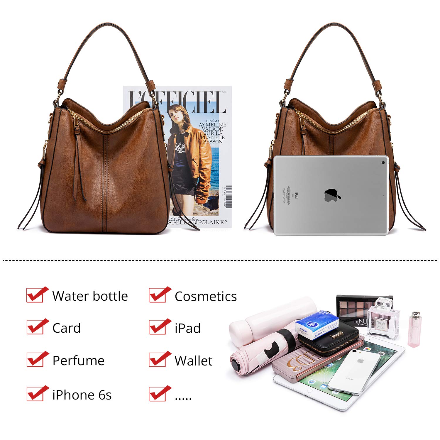 Realer Hobo Bags for Women Faux Leather Purses and Handbags Large Hobo Purse with Tassel