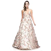 Women's Ball Gown Embroidery Floral Print Evening Prom Dress Long A-Line Formal Party Dresses