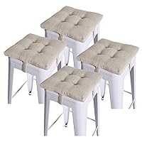 baibu 12 Inches Square Seat Cushion Set of 4, Super Soft Bar Stool Square Seat Cushion with Ties- 4 Pads Only, Beige (12'' (30CM))