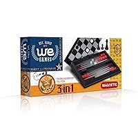 3-in-1 Combination Chess, Checkers and Backgammon Game Set- Travel Size