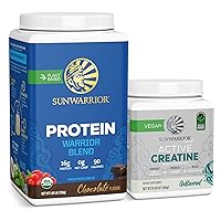 Sunwarrior Vegan Protein Powder | Choclate Flavored 20 Servings & Creatine Monohydrate Powder 60 | Servings