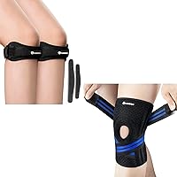 CAMBIVO 2 Pack Knee Strap bundle with 1 Pcak Adjustable Knee Brace (Medium)