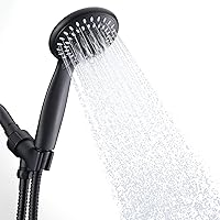 Shower Head with Handheld, Briout 5-Settings Showerhead High Pressure Powerful Water Spray Shower Head with Stainless Steel Hose and Adjustable Mount, Matte Black