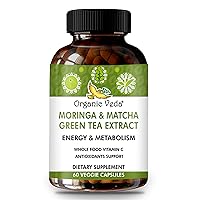 Organic Veda Moringa Matcha Green Tea Extract Supplement - Moringa Capsules & 300mg EGCG Green Tea Extract - Turmeric and Ginger Green Tea Pills for Energy and Metabolism, Immunity - 60 Capsules