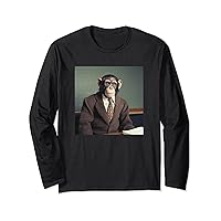 Chimpanzee Professor Funny Vintage Long Sleeve T-Shirt