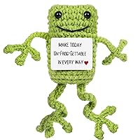 Funny Positive Frogs Mini Crochet Frogs with Positive Affirmations Cards for Inspirational Novelty Gifts and Party Decorations