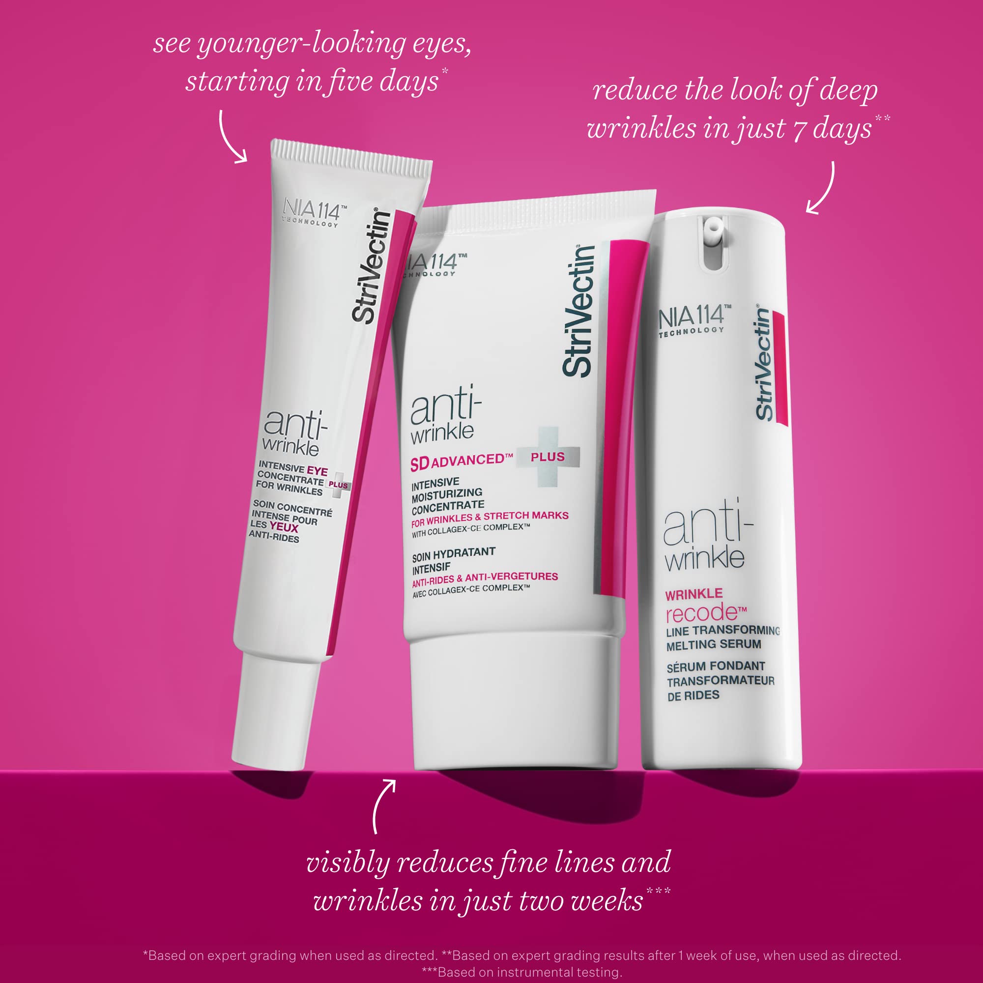 StriVectin Power Starters Anti-Wrinkle Trio for Youthful, Healthy-Looking Skin, Face and Around the Eyes, Full-Size Routine