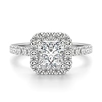 3.10 CT Princess Colorless Moissanite Engagement Ring for Women/Her, Wedding Bridal Ring Sets, Eternity Sterling Silver Solid Gold Diamond Solitaire 4-Prong Set for Her